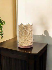 Metal Diamond Cut Design Candle Holder 7.5 Inch High, Gold Perfect for Home Decor, Lighting, Wedding, Parties, Gifting