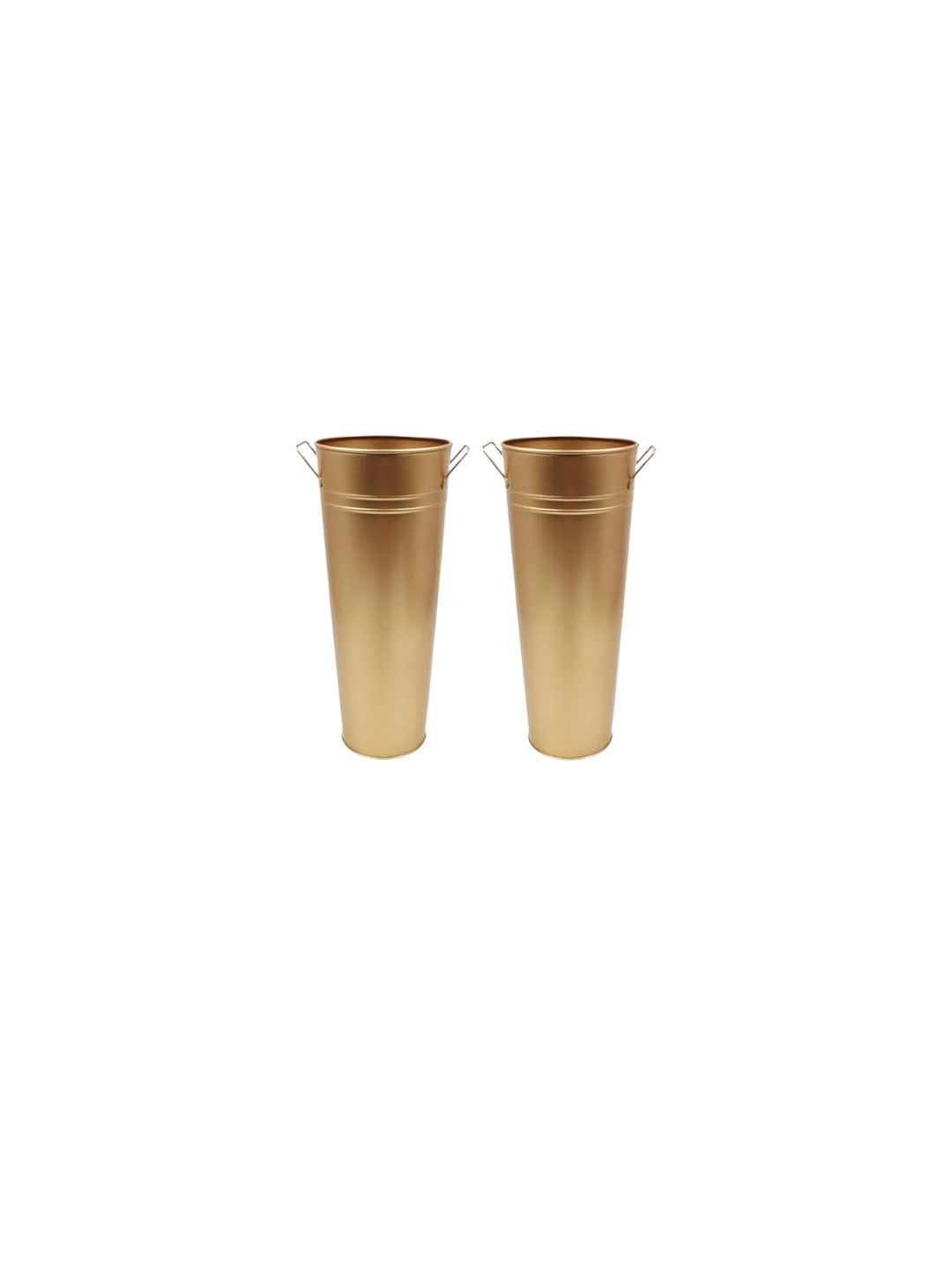 Set of 2 Gold Metal Vases with PVC Liner 15 Inch High. Ideal Gift for Wedding Special Occasion Home Office Dried Floral Arrangements