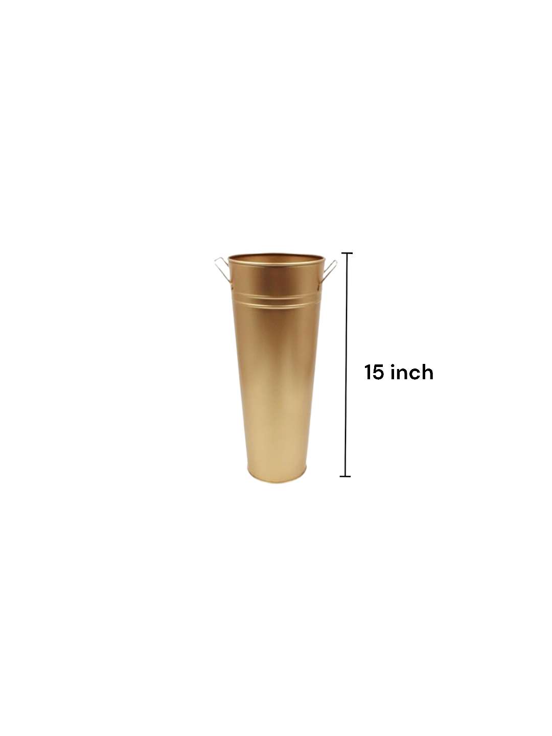 Set of 2 Gold Metal Vases with PVC Liner 15 Inch High. Ideal Gift for Wedding Special Occasion Home Office Dried Floral Arrangements