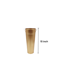 Set of 2 Gold Metal Vases with PVC Liner 15 Inch High. Ideal Gift for Wedding Special Occasion Home Office Dried Floral Arrangements