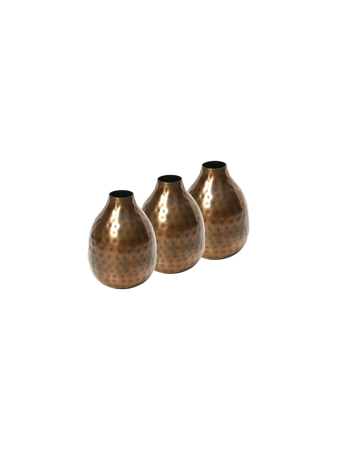 Set of 3 Metal Bud Vases - Your Choice of Colors. 4.5 Inch High. Ideal Accent Piece for Coffee and Side Tables as Well as Dried Floral Arrangements (3-Antique Bronze Finish)