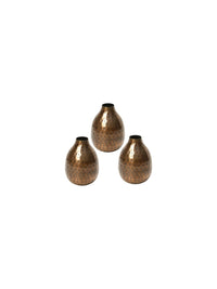 Set of 3 Metal Bud Vases - Your Choice of Colors. 4.5 Inch High. Ideal Accent Piece for Coffee and Side Tables as Well as Dried Floral Arrangements (3-Antique Bronze Finish)