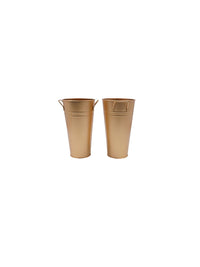 Set of 2, 9In H Gold Bucket/Pot Vase with PVC Liner, Ideal Gift for Wedding Home Office Party DYI Indoor Outdoor Garden Patio