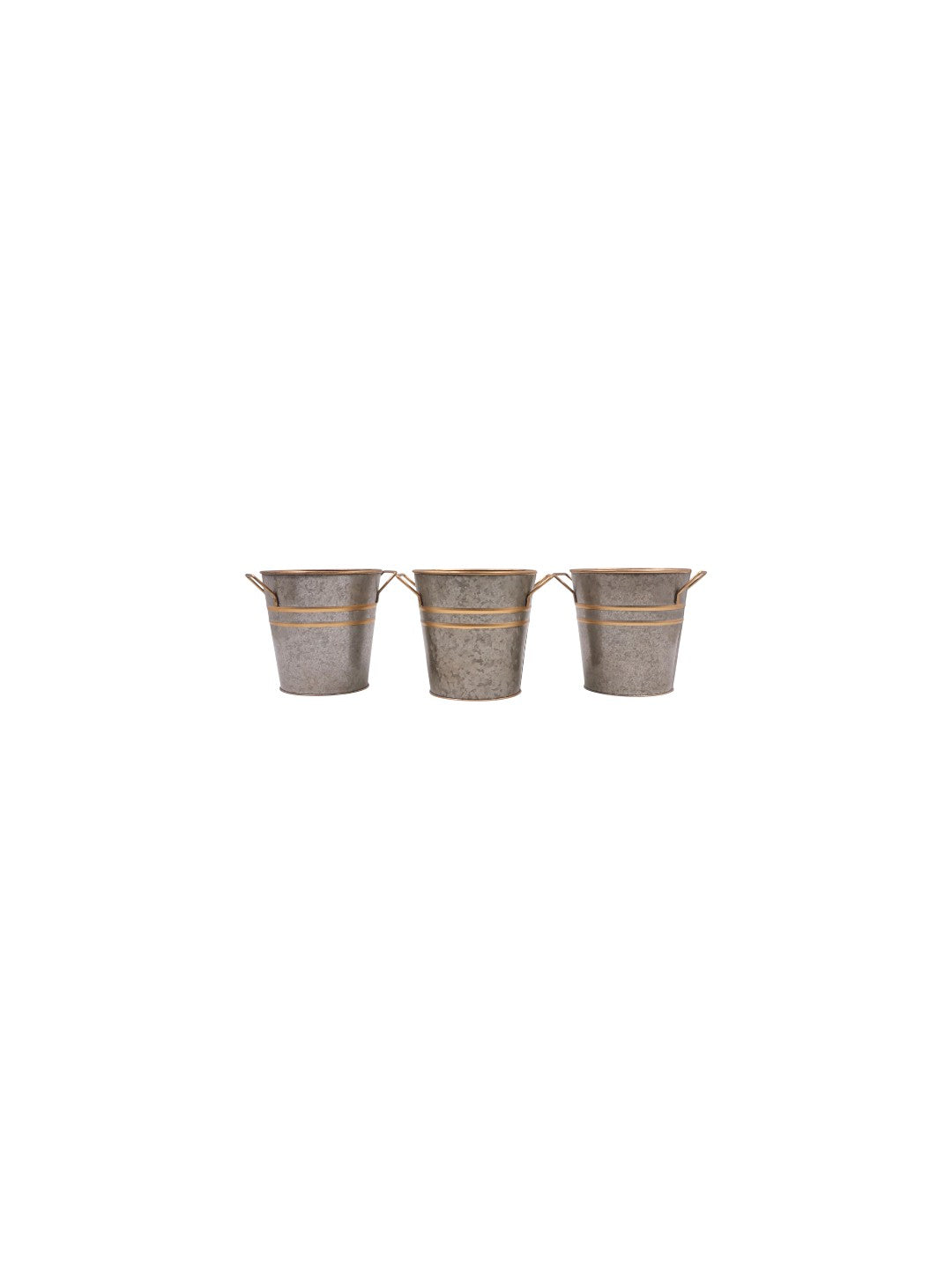 Set of 3, 5In H Zinc Finish Bucket/Pots with PVC Liner, Ideal Gift for Wedding Home Office Party DYI Indoor Outdoor Garden Patio