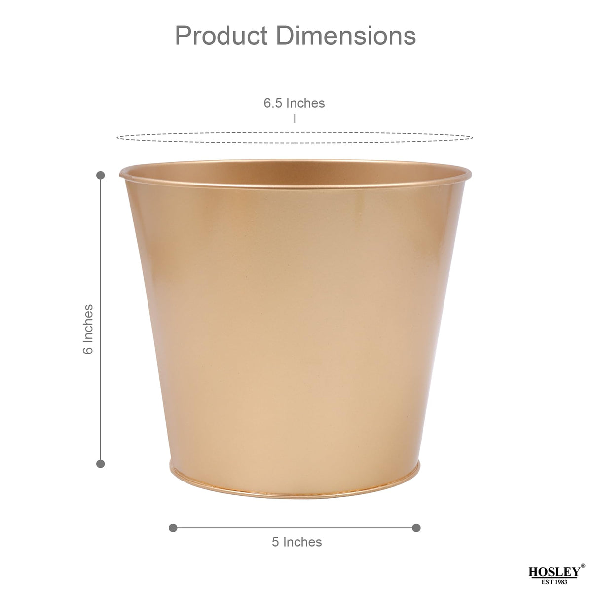 Set of 2, 6In H Gold Bucket/Pots with PVC Liner, Ideal Gift for Wedding Home Office Party DYI Indoor Outdoor Garden Patio