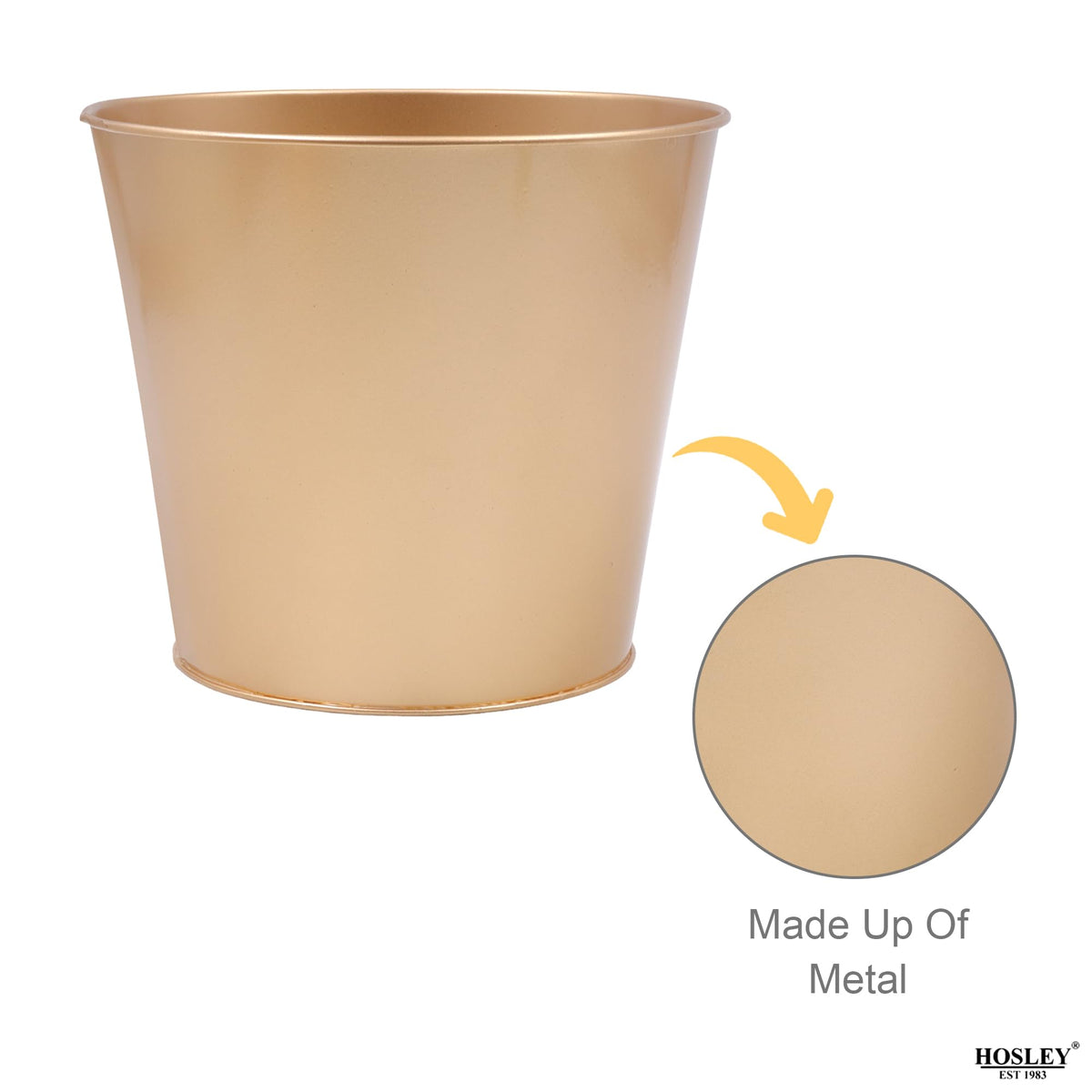 Set of 2, 6In H Gold Bucket/Pots with PVC Liner, Ideal Gift for Wedding Home Office Party DYI Indoor Outdoor Garden Patio