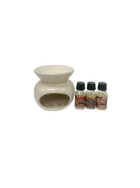 Oil Warmer with 3 x15ml Warming Oils Gift Set Great Value. Ideal Gift for Wedding Party Spa and Aromatherapy