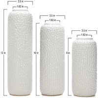 Ceramic Honeycomb Vase , White Glazed,  Set of 3 , 12"  10 "  8" High