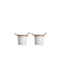 Set of 2 White Wash Metal Pail Planter with Jute Handle 3.75 Inch High. Ideal Gift for Wedding House Warming Floral Planter DIY Craft Home Office Party Garden Patio