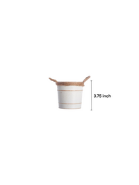 Set of 2 White Wash Metal Pail Planter with Jute Handle 3.75 Inch High. Ideal Gift for Wedding House Warming Floral Planter DIY Craft Home Office Party Garden Patio