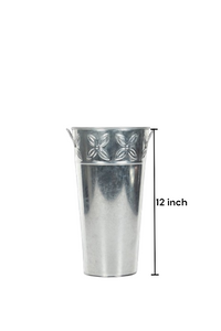 Iron Galvanized Vases , Set of 3, 12 inches High each