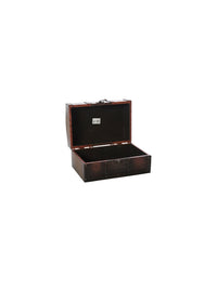 Wood Storage Box with Leather Clasp, 9 inches Long