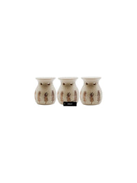 Set of 3 Ceramic Oil Warmers with Gold Leaf Pattern 4.5 Inches High Use with Tealights for Aromatherapy and Home Ambiance