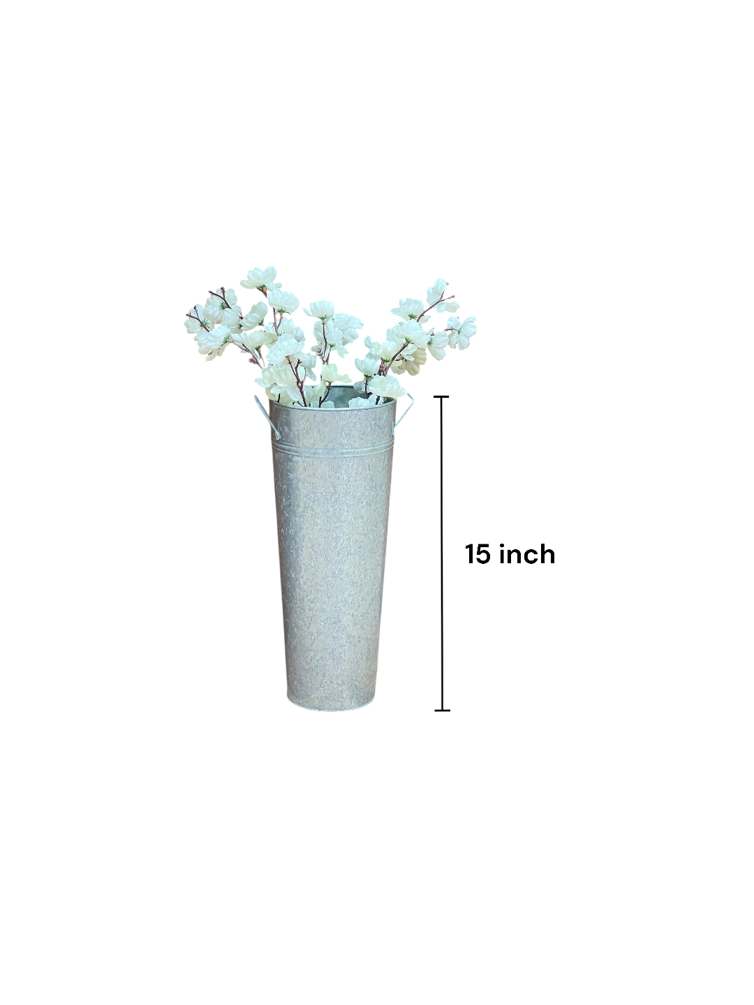 Set of 2 Galvanized Metal Vases with PVC Liner 15 Inch High. Ideal Gift for Wedding Special Occasion Home Office Dried Floral Arrangements