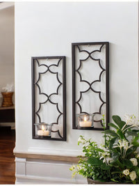 Iron Wall Sconces,  Black Color, Set of 2,  11 inches High