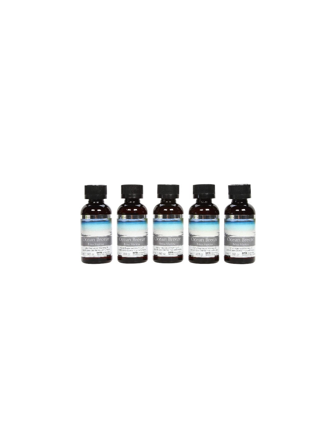 Aromatherapy Set of 5 Premium Ocean Breeze Highly Scented Warming Oils 1.86 Fluid Ounce Each. Ideal Gift for Weddings Spa Reiki Meditation Settings P1