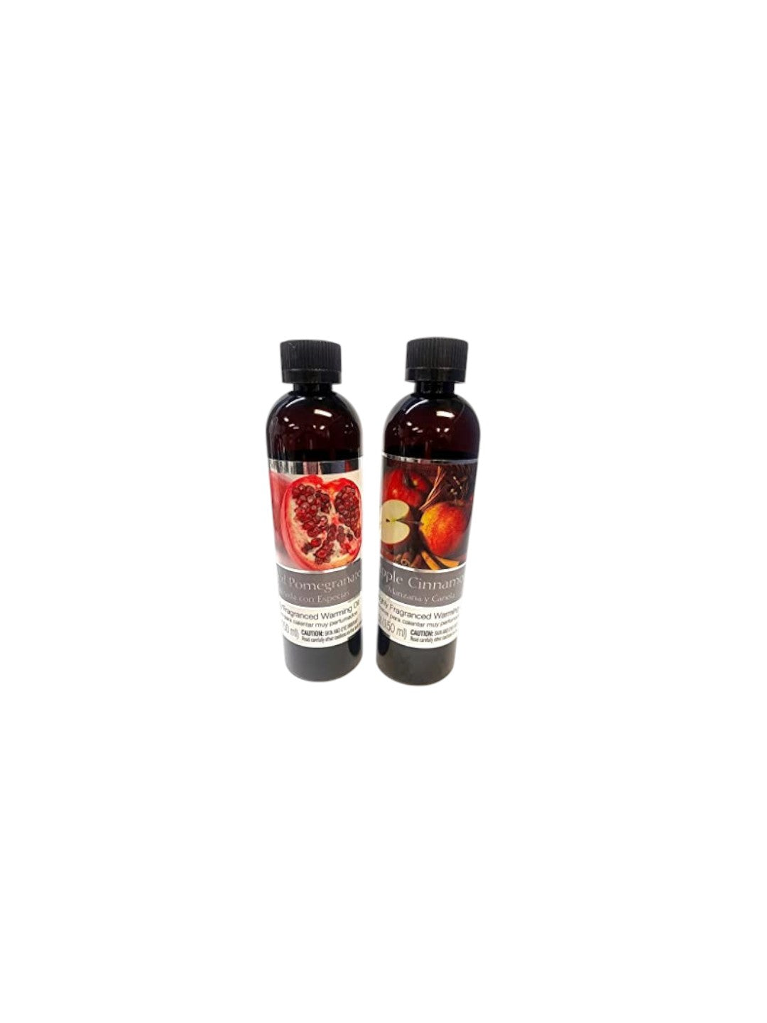 Set of 2 Assorted Fragrance Warming Oils 5oz Each-Spiced Pomegranate & Apple Cinnamon. Ideal for Spa Meditation Bathroom Wellness Gift