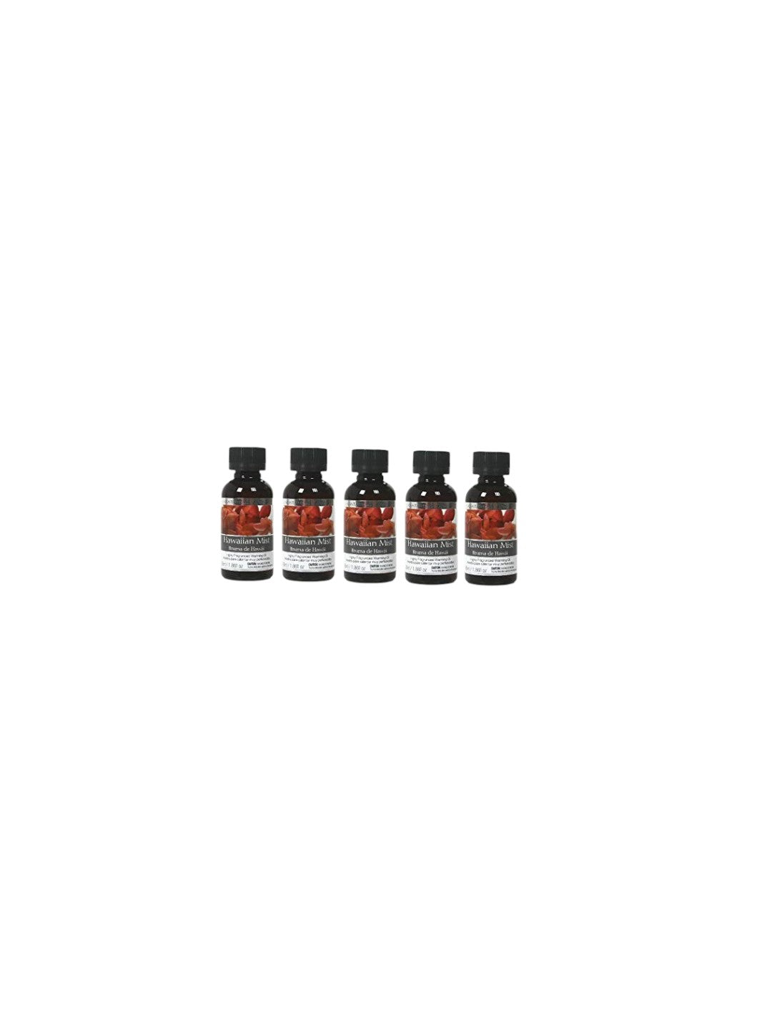 Premium Hawaiian Mist Highly Scented Warming Oils-Box of 5/55 ml (1.86 fl oz) ea. BULK BUY. Ideal GIFT for Weddings, Spa, Meditation, Bathroom Settings W1