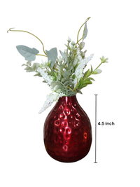 Metal Bud Vases Set,  Red finish,  Set of 3,  4.5 inches High