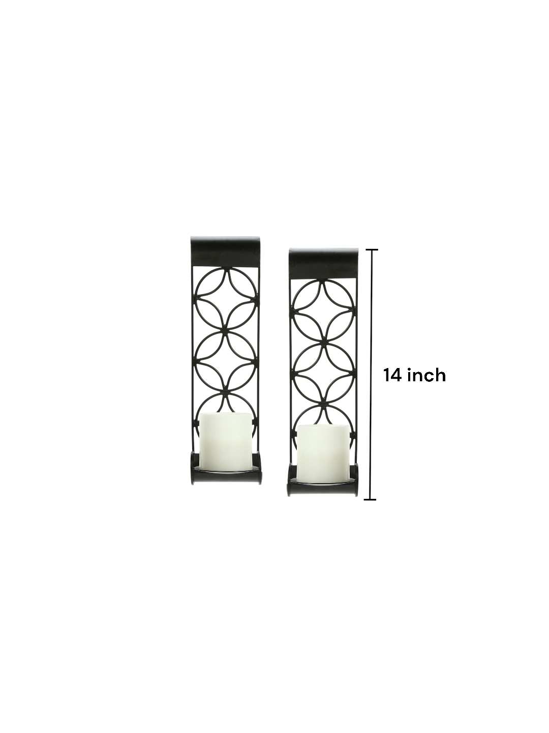 Iron Wall Sconces,  Black Color, Set of 2,  14 inches High