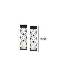 Iron Wall Sconces,  Black Color, Set of 2,  14 inches High