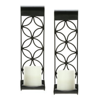 Iron Wall Sconces,  Black Color, Set of 2,  14 inches High