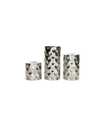 Silver Color Pillar LED Candle Holders/Vases Set of 3. Also usable as Vase. Ideal Gift for Wedding Party Home SPA Aromatherapy Reiki Candle Garden O3