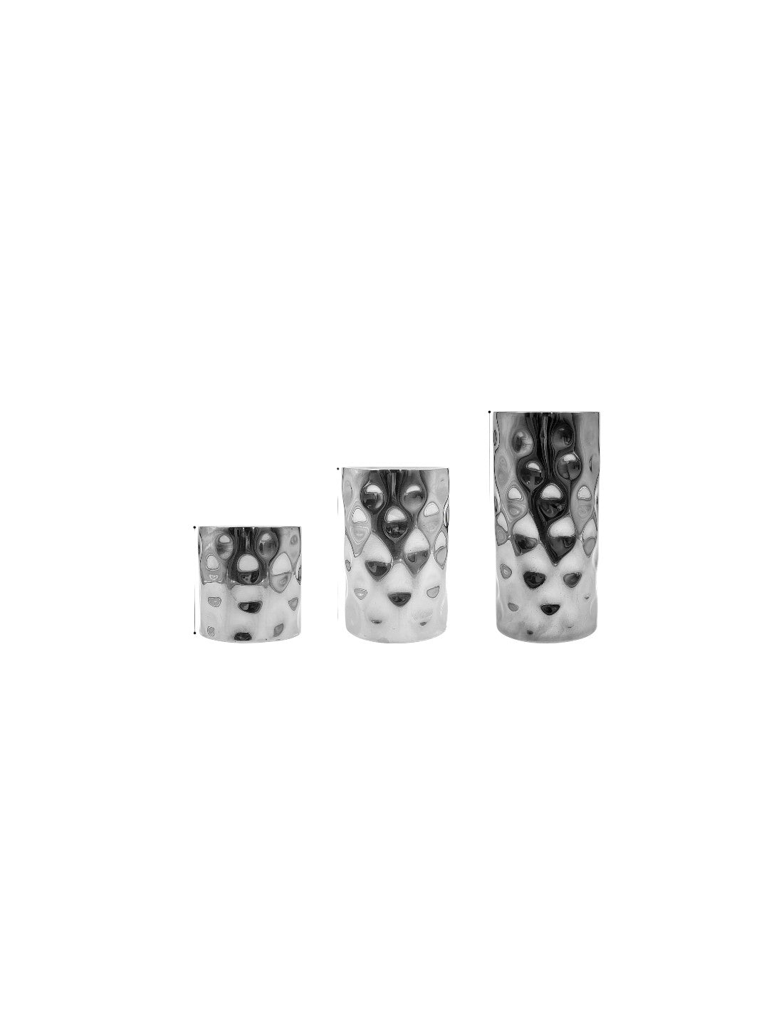 Silver Color Pillar LED Candle Holders/Vases Set of 3. Also usable as Vase. Ideal Gift for Wedding Party Home SPA Aromatherapy Reiki Candle Garden O3