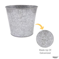 Set of 2, 6In H Galvanized Bucket/Pots with PVC Liner, Ideal Gift for Wedding Home Office Party DYI Indoor Outdoor Garden Patio