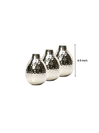 Set of 3 Metal Bud Vases - Your Choice of Colors. 4.5 Inch High. Ideal Accent Piece for Coffee and Side Tables as Well as Dried Floral Arrangements (1-Silver Finish)