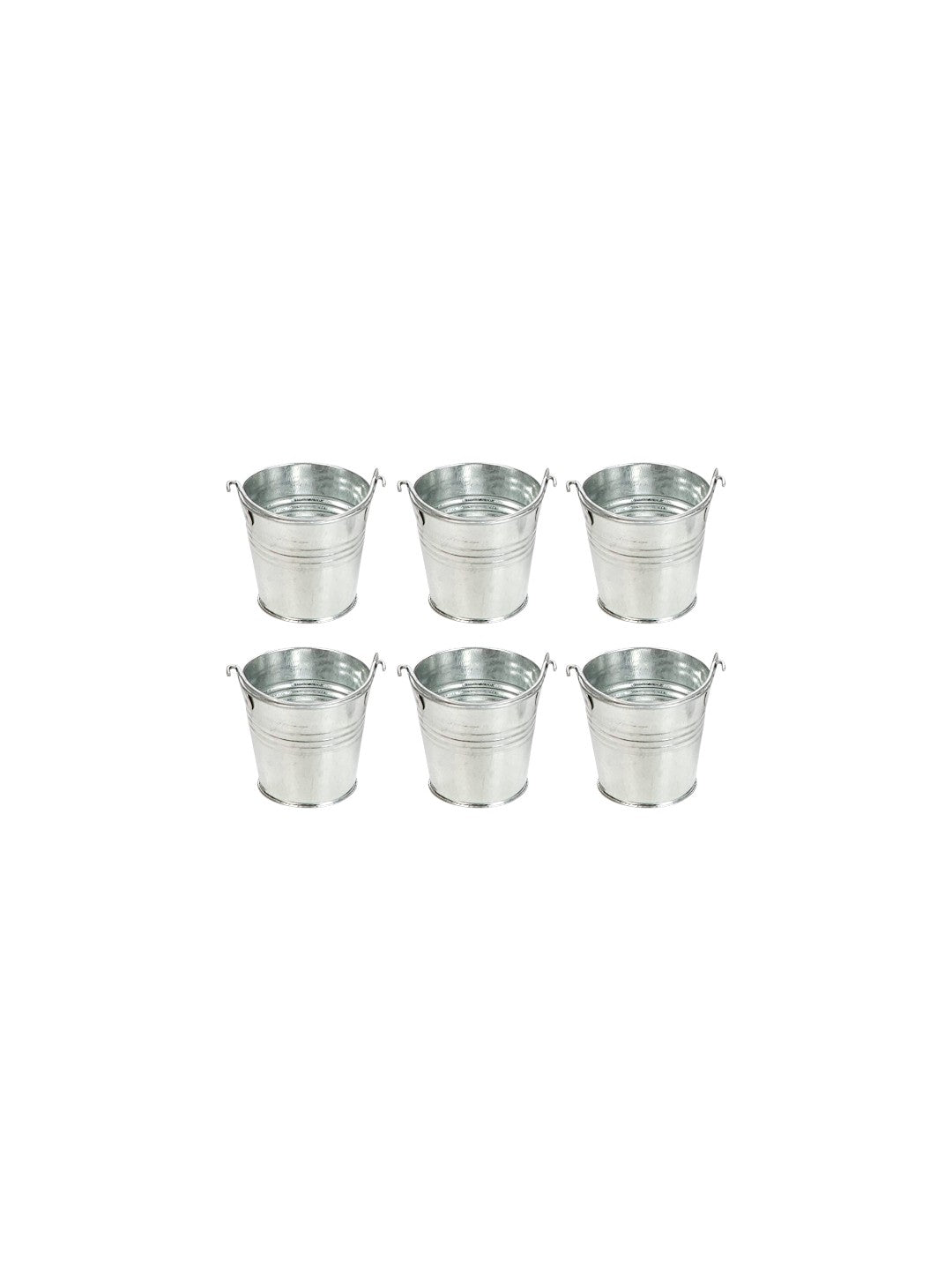 Iron Mini Galvanized Buckets, Set of 6 , 2.25 inches High each,