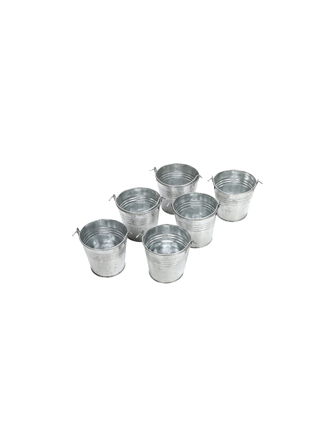 Iron Mini Galvanized Buckets, Set of 6 , 2.25 inches High each,