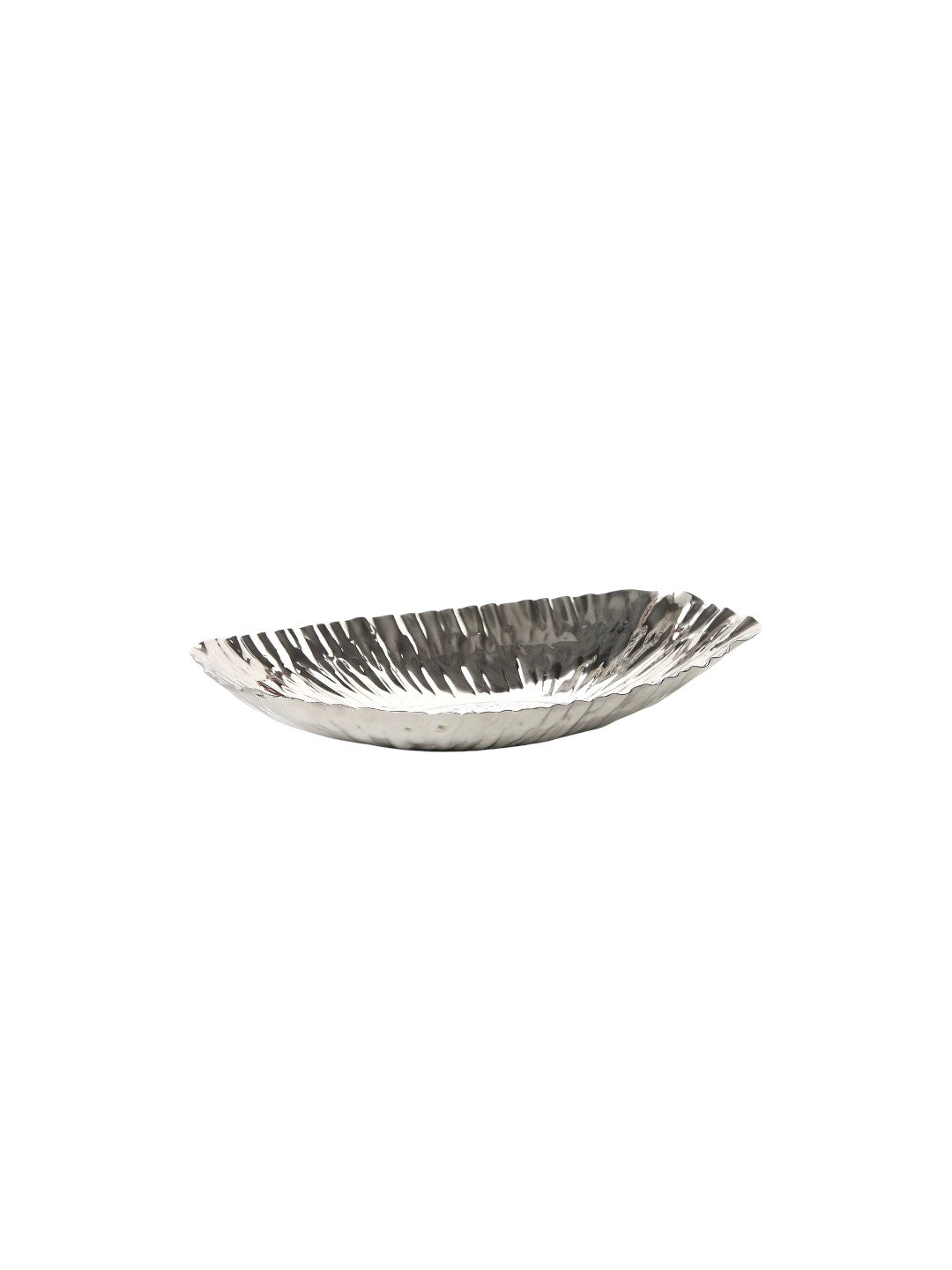 Elegance Redefined Silver Finish Decor Tray Bowl, 13.6 Inches Long Versatile and Chic Centerpiece for Serving, Floral Arrangements, and Stylish Home Decor