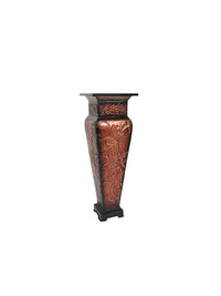 Metal Embossed Vase,  Red Finish, 21.25 inches High