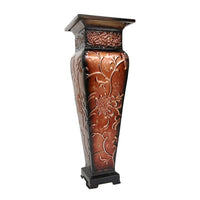 Metal Embossed Vase,  Red Finish, 21.25 inches High