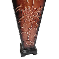 Metal Embossed Vase,  Red Finish, 21.25 inches High