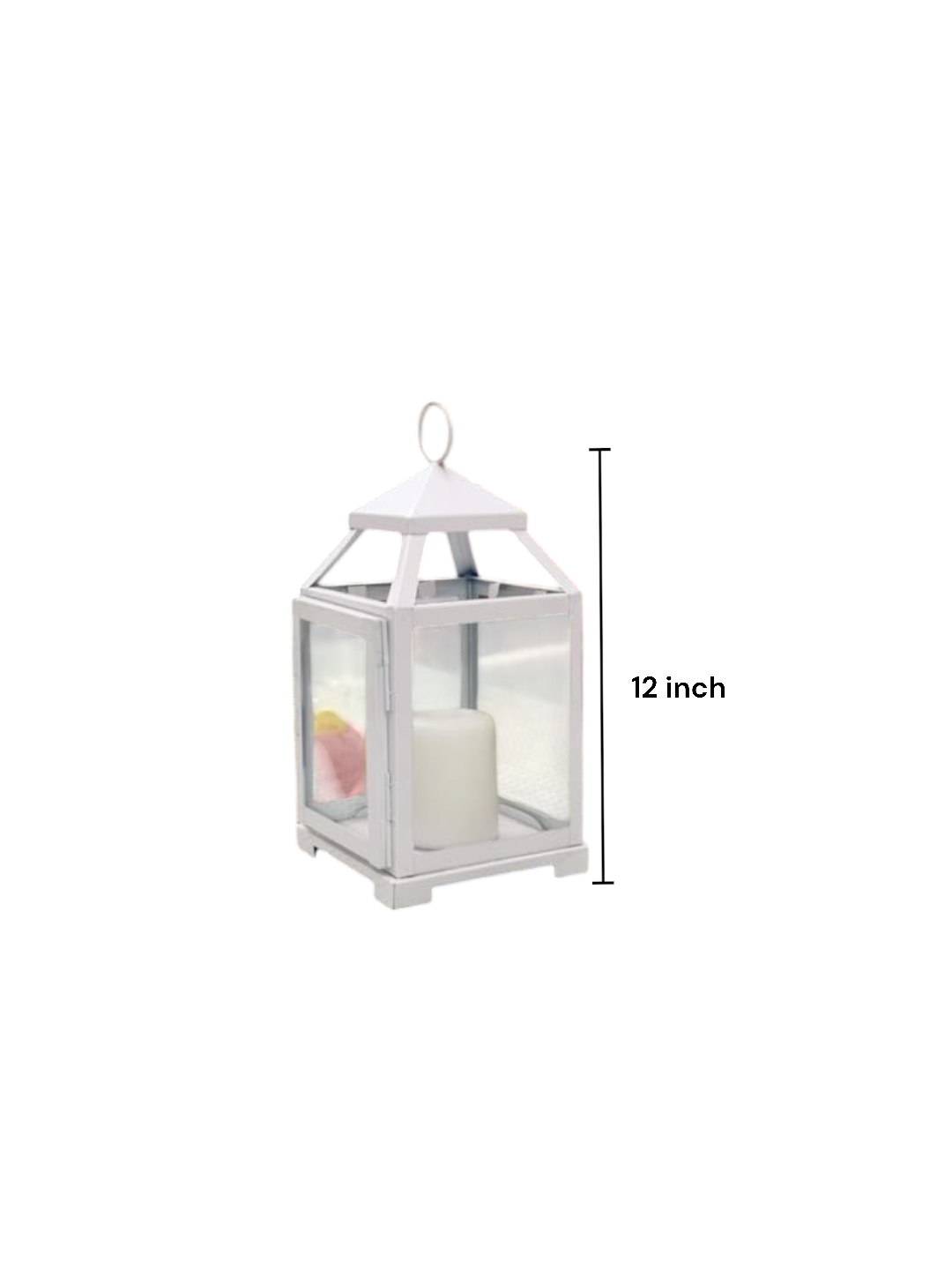 12 Inch High Clear Glass and Iron White Classic Style Lantern Ideal Gift for Weddings Bridals Special Occasions Parties Aromatherapy and Spa Settings