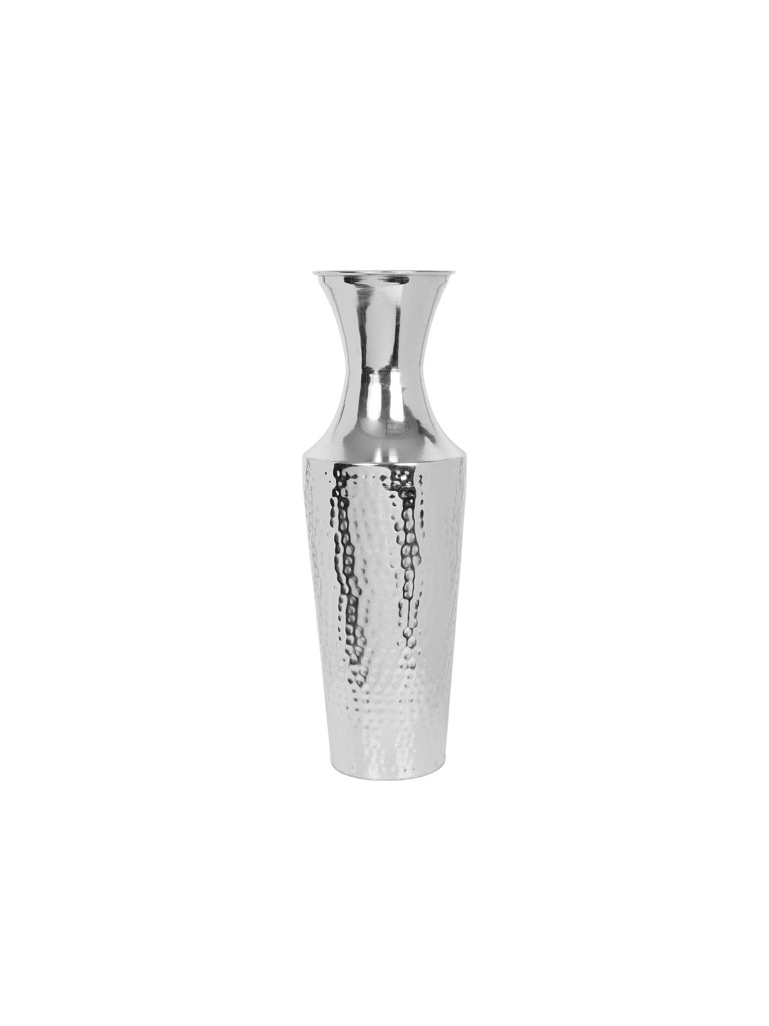 Metal Floor Vase,  Silver Finish,  18 Inches High