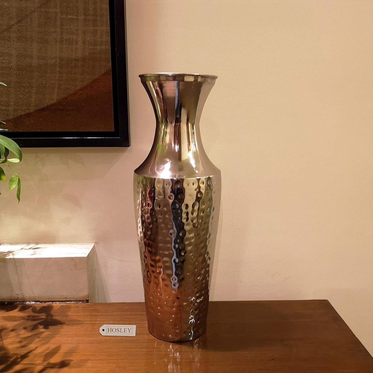 Metal Floor Vase,  Silver Finish,  18 Inches High