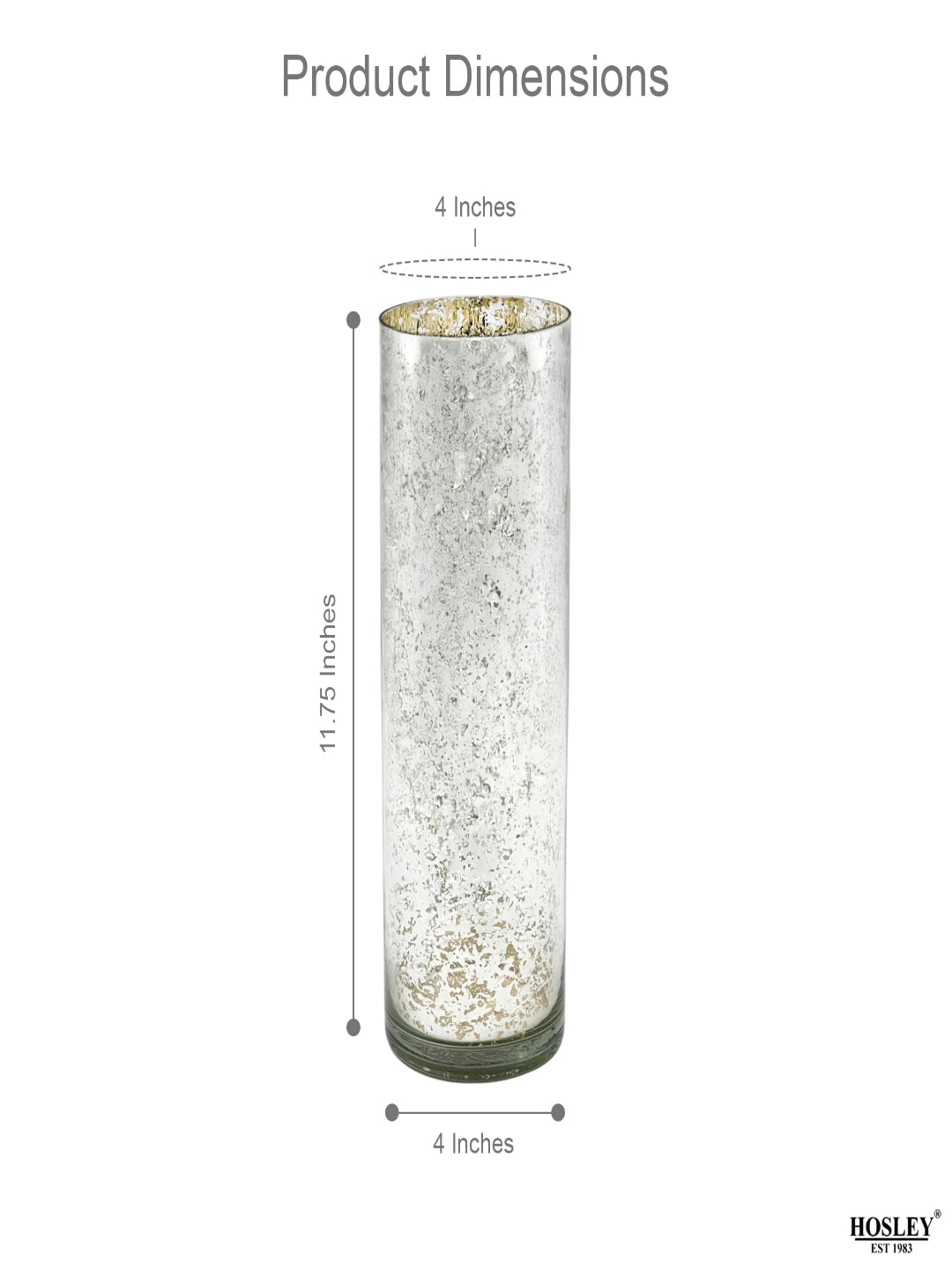 12 Inch High Metallic Silver Speckled Finish Glass Floral Vase. Ideal Gift for Weddings Bridal Spa Meditation Reiki Rose Vase Nautical Settings Led Lantern Votive Garden