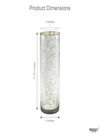 12 Inch High Metallic Silver Speckled Finish Glass Floral Vase. Ideal Gift for Weddings Bridal Spa Meditation Reiki Rose Vase Nautical Settings Led Lantern Votive Garden