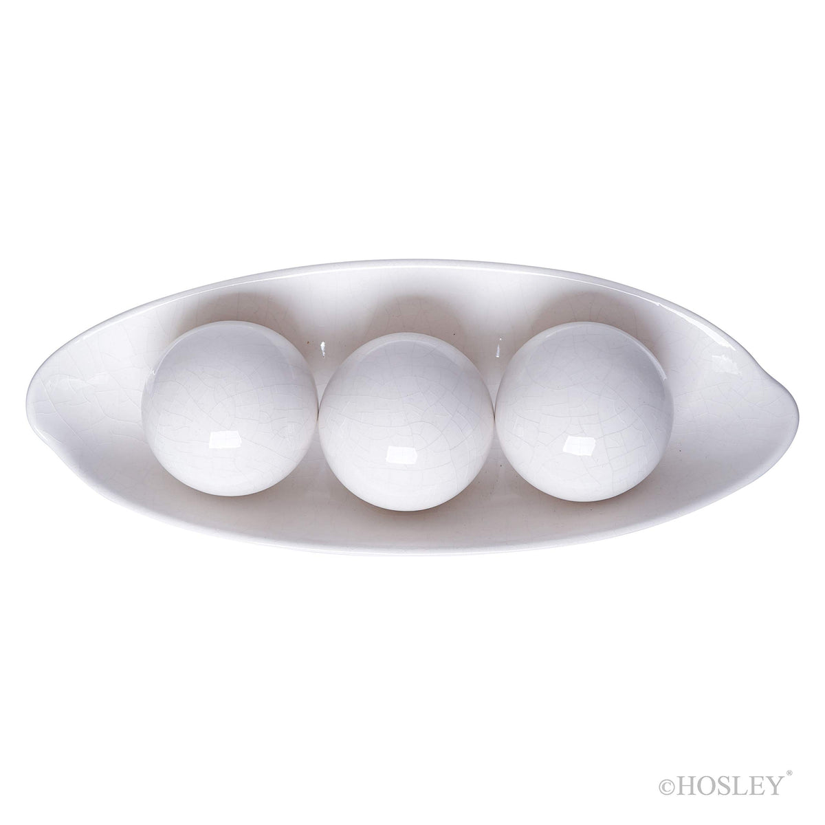 Decorative Bowl and Orb Set. Ideal GIFT for Weddings Special Occasions and for Decorative Centerpiece in Your Living Dining Room O3 (Crackle Ivory)