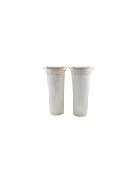 Set of 2 White Metal Vases with PVC Liner 15 Inch High. Ideal Gift for Wedding Special Occasion Home Office Dried Floral Arrangements