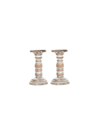 Wood High Candle Holder, Set of 2, 8 inches High each