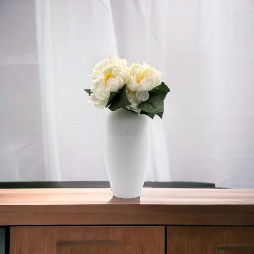 White Traditional Shape Metal Vases-11 High .Ideal Gift for Home Weddings Party Spa Meditation Home Office Reiki Meditation