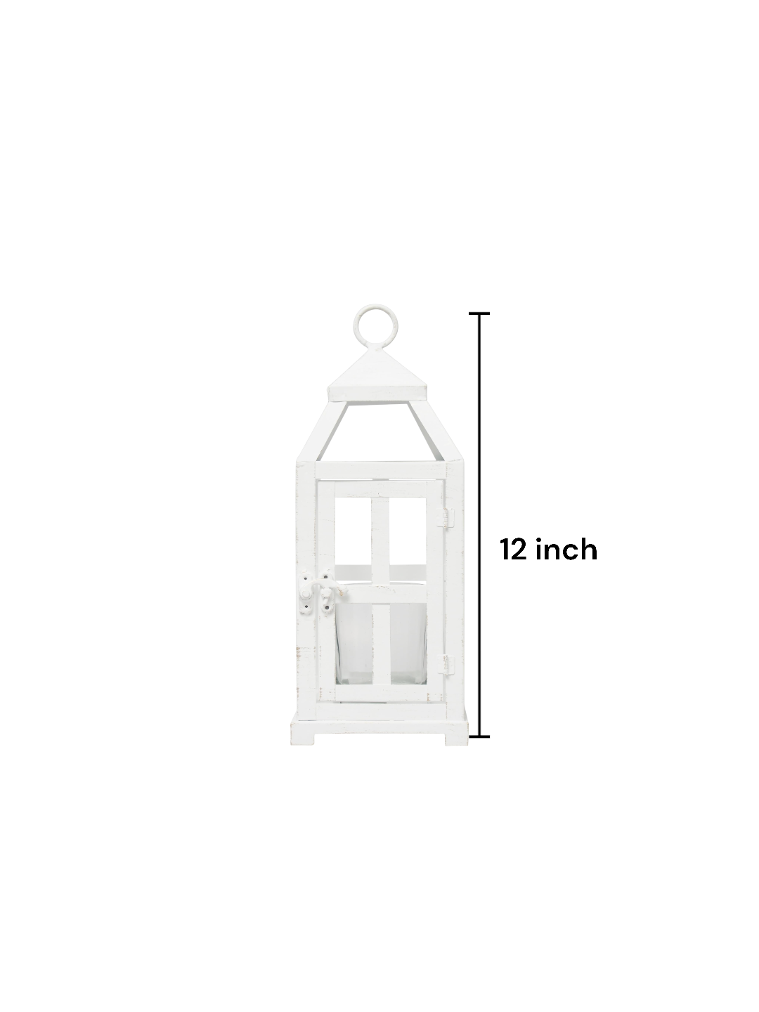 Set of 2 Clear Glass and Iron White Color Farmhouse Classic Style Lantern 12 Inch High Ideal Gift for Weddings Bridals Special Occasions Parties Aromatherapy and Spa Settings O4