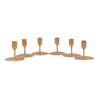 Gold Metal Taper Candle Holder 3 Inch High Set of 6. Ideal Gift for Wedding Party Special Occasion Aromatherapy Reiki Spa.